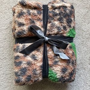 Aerie leopard print blanket with logo